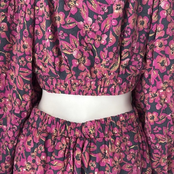 Free People Jeal Bohemian Floral Cutout Dress Pink Long Sleeve Dress Medium - Picture 8 of 12